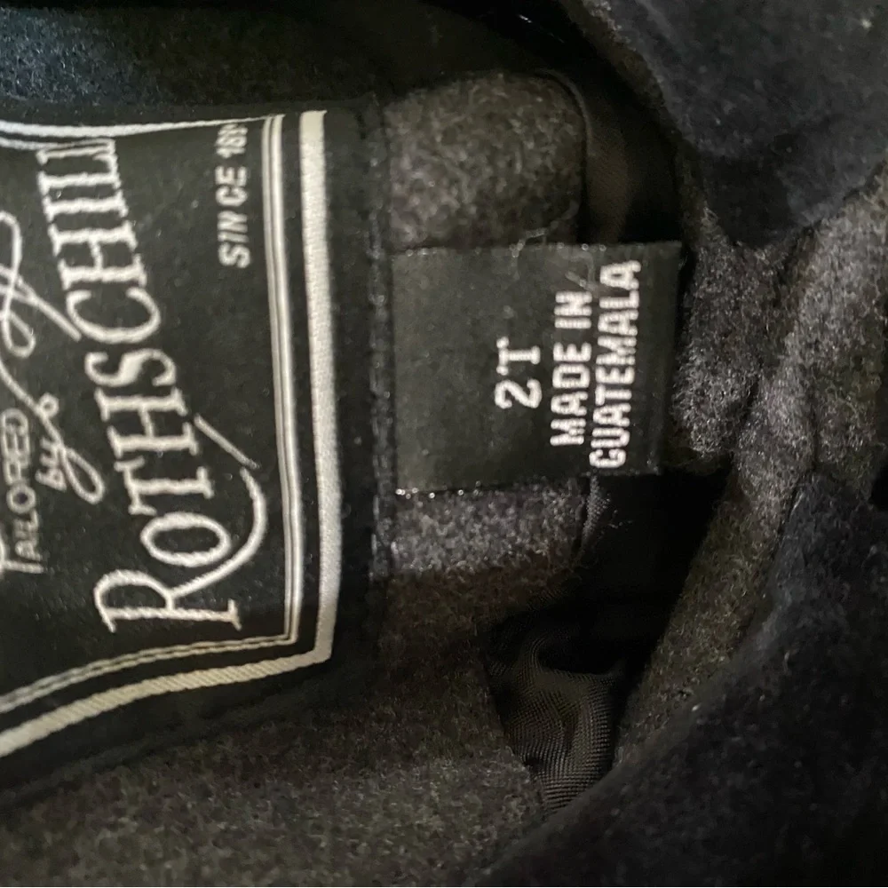 Rothschild Gray Faux Wool Black Velvet Trim Back Bow Adorable Peacoat 2T - Picture 15 of 16